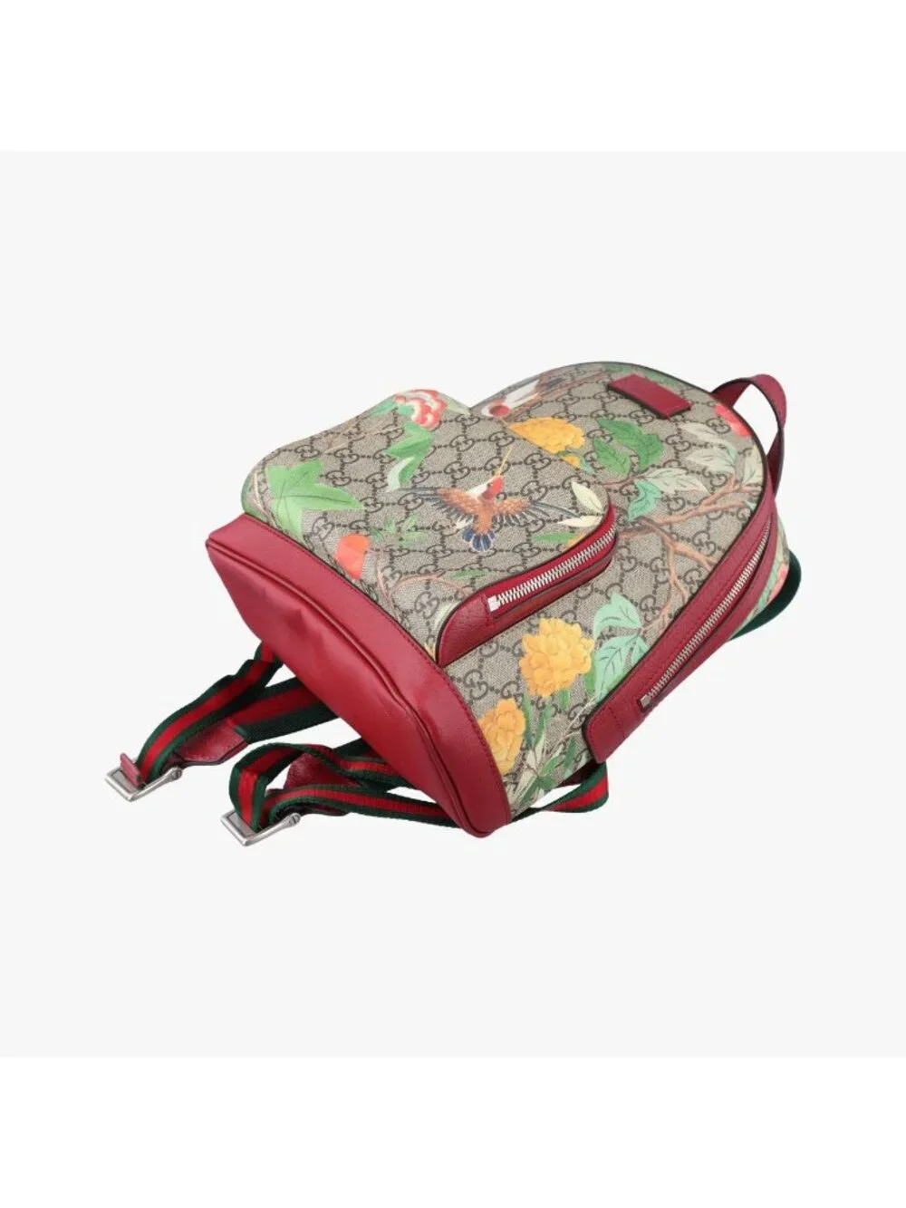 Gucci GG Supreme Tian Beige Red Multicolor Leather Backpack